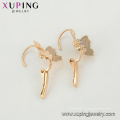 95493 xuping nueva llegada configuración de grado superior zircon cúbico fantasía 18 k aro de oro pendiente con encanto mariposa